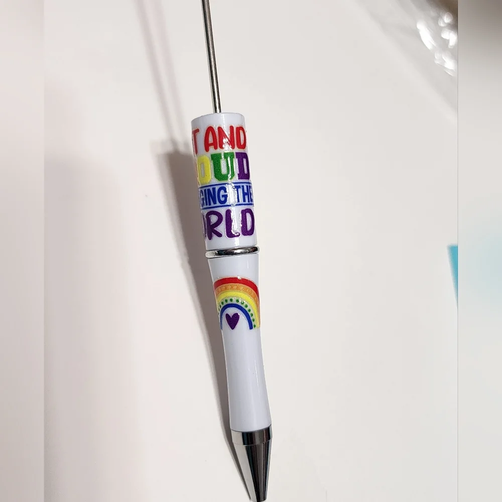 Out‎ and Proud Beadable Pen Pride Rainbow Craft Crafting Beads Beading DIY LGBTQ